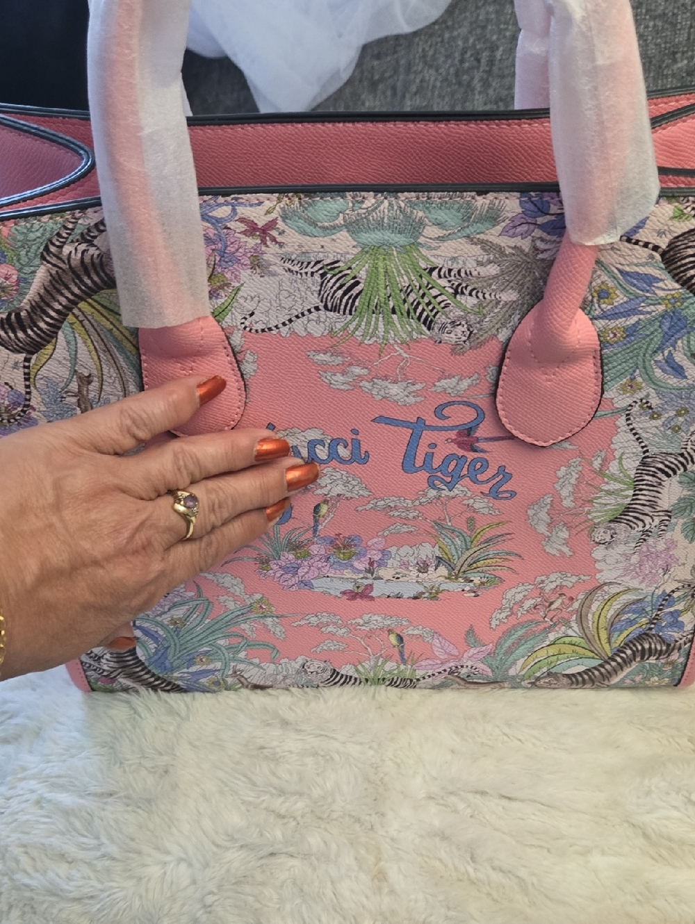 Inspired Fashion Pink Floral Tiger Print Tote